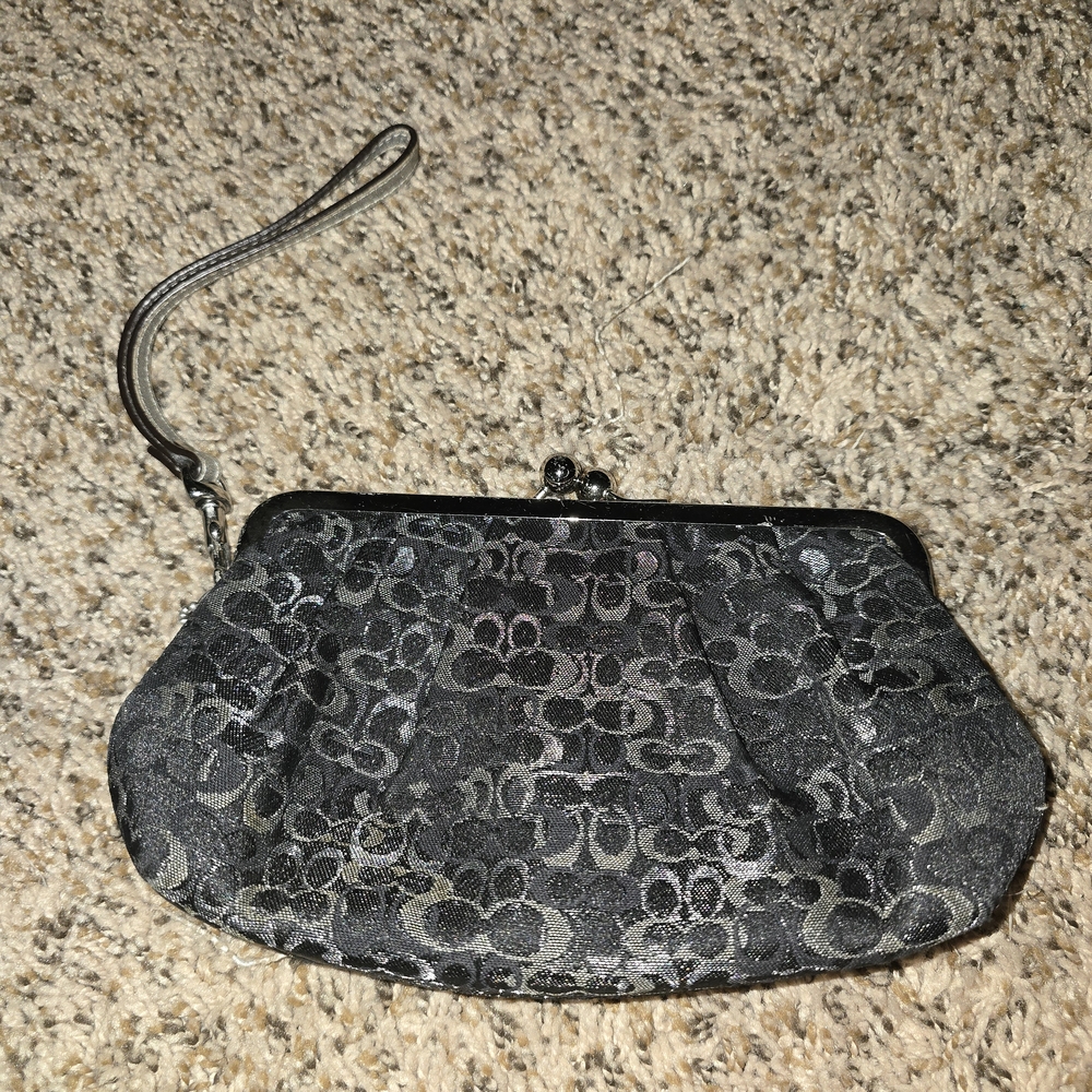 Coach Black Leather Clutch Wristlet